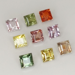 Multicolor Ceylon Sapphire Princess Cut 2.9-3.0mm 1ct