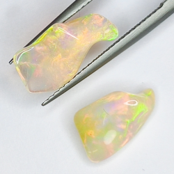 3.48ct Rough Ethiopian Opal 10.97x7.02x5.45 and 12.51x7.47x5.59 mm and 12.63x5.45x4.43 mm