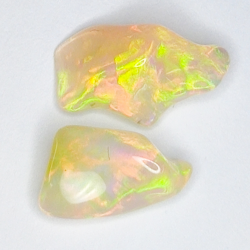 3.48ct Rough Ethiopian Opal 10.97x7.02x5.45 and 12.51x7.47x5.59 mm and 12.63x5.45x4.43 mm