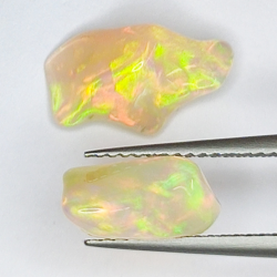 3.48ct Rough Ethiopian Opal 10.97x7.02x5.45 and 12.51x7.47x5.59 mm and 12.63x5.45x4.43 mm