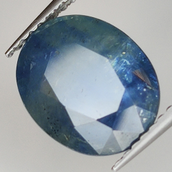 4.64ct Zaffiro Blu effetto seta taglio ovale 10.9x8.7mm