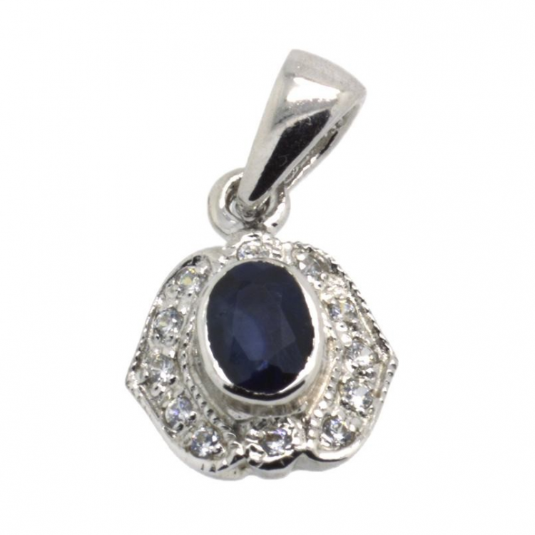 Sapphire & 925 Sterling Silver Pendant