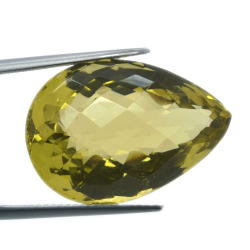 27,68ct. Lemon Quartz Checkboard Pear Cut