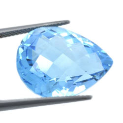 24,39ct Swiss BlueTopaz Checkboard Pear Cut