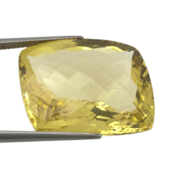 34,00ct. Lemon Quartz Checkboard Rectangular Cut