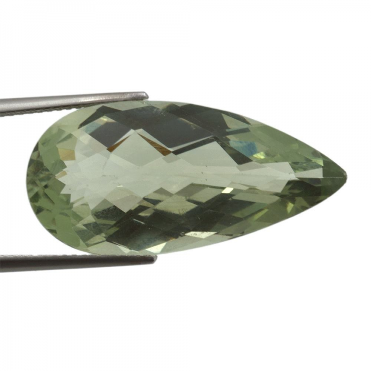 Pera di prasiolite verde da 18,18 ct, dimensioni 28,13 x 13,70 mm