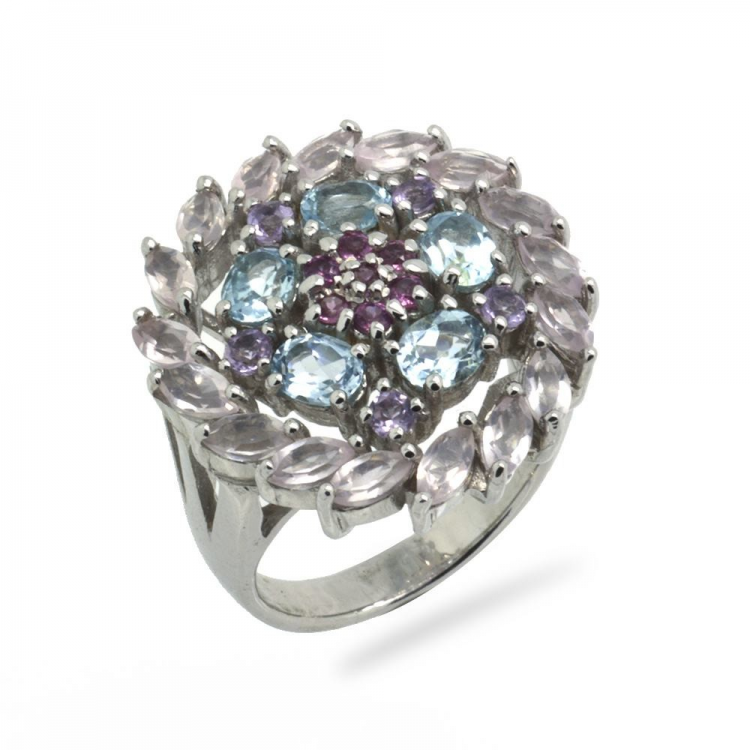 Multigems & 925 Sterling Silver Ring