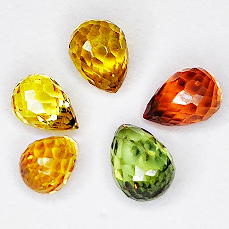 1.58ct Zaffiro Songea multicolore taglio briolette 4.6x3.1mm 5pz