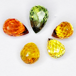 1.58ct Zafiro de Songea multicolor talla briolette 4.6x3.1mm 5pz