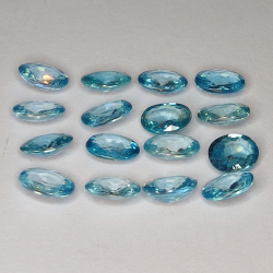 9.64ct Zircon Bleu coupe ovale 6x4mm 16pcs