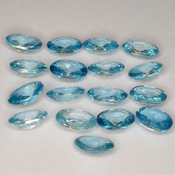 10.04ct Zircon Bleu coupe ovale 5.9x4.1mm 17pcs