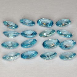 9.53ct Blue Zircon oval cut 6x4mm 16pc