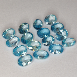 9.53ct Blue Zircon oval cut 6x4mm 16pc