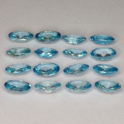 9.53ct Blue Zircon oval cut 6x4mm 16pc