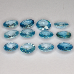 9.83ct Blue Zircon oval cut 6x5mm 12pc