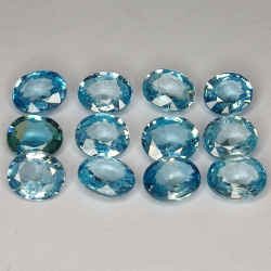 9.83ct Zircon Bleu coupe ovale 6x5mm 12pcs