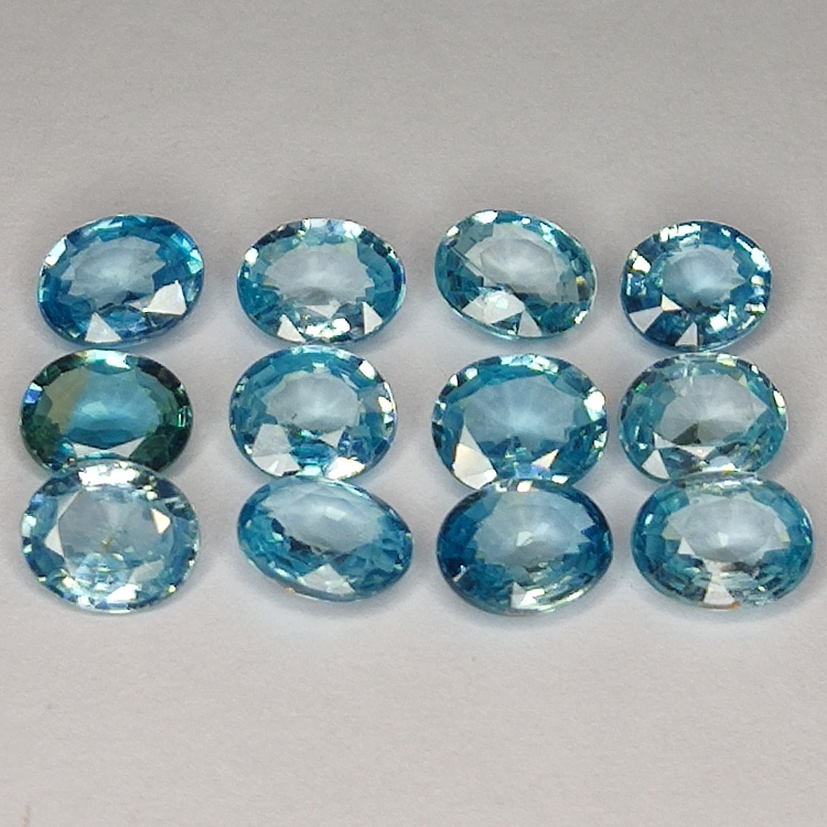 9.83ct Blue Zircon oval cut 6x5mm 12pc