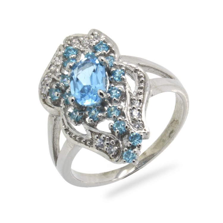 Blue Topaz & 925 Sterling Silver Ring