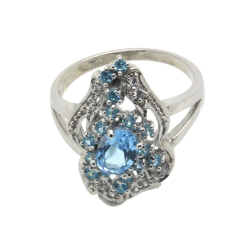 Blue Topaz & 925 Sterling Silver Ring