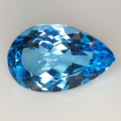 19.16ct Topaze Bleue coupe poire 21.7x13.5mm