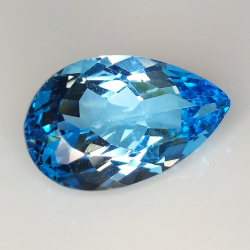 19.16ct Topaze Bleue coupe poire 21.7x13.5mm