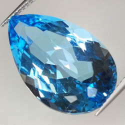 19.16ct Blue Topaz pear cut 21.7x13.5mm