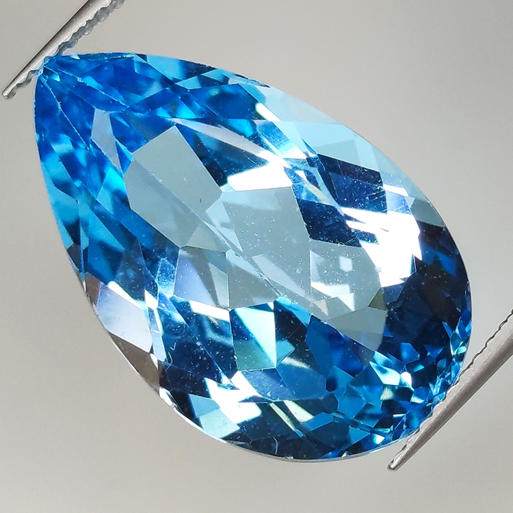 19.16ct Blue Topaz pear cut 21.7x13.5mm