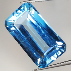 23.65ct Blue Topaz emerald cut 22.4x12.8mm