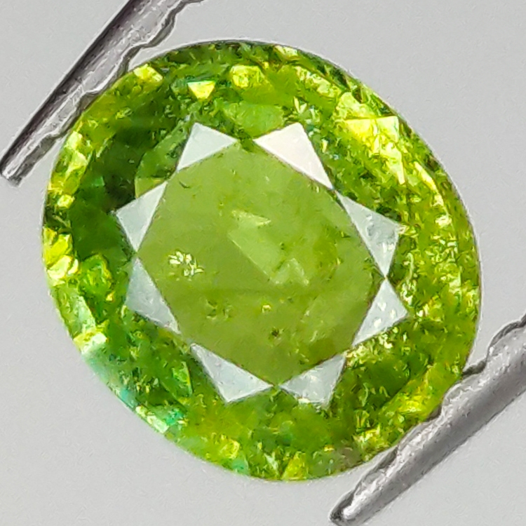Grenat Démantoïde Naturel De Russie - 0.42 Ct - Vert/jaune Ovale - Neuf Avec étiquettes
