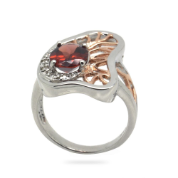 Red Garnet & 925 Sterling Silver Ring