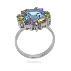 Multigems & 925 Sterling Silver Ring