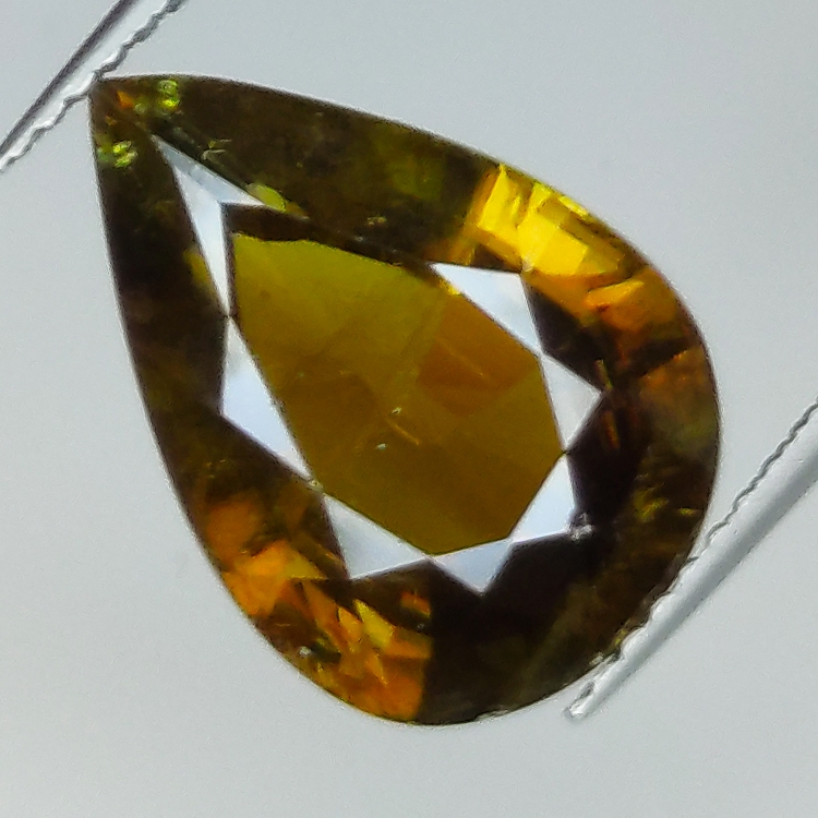 7.42ct Green Sphene pear cut 14.8x10.5mm