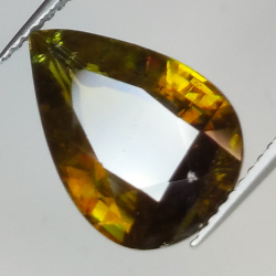 7.42ct Green Sphene pear cut 14.8x10.5mm