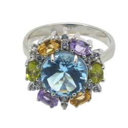 Multigems & 925 Sterling Silver Ring