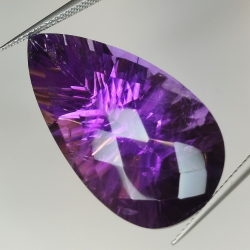 29.44ct Amethyst millenium pear cut with checkerboard 30.4x16.7mm