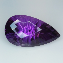 29.44ct Amethyst millenium pear cut with checkerboard 30.4x16.7mm