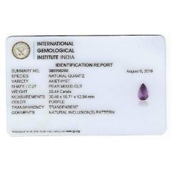 29.44ct Amethyst birnenschliff millennium mit schachbrettmuster 30.4x16.7mm