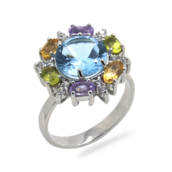 Multigems & 925 Sterling Silver Ring