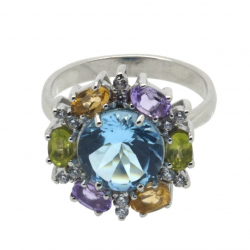 Multigems & 925 Sterling Silver Ring