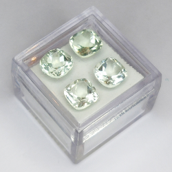 5.94ct Ametista verde (prasiolite) taglio cuscino mm 4pz