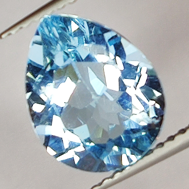 3.81ct Blue Topaz pear cut 11.3x8.9mm