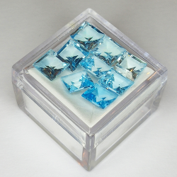 10.96ct Blue Topaz princess cut 6.1x6.0mm 9pc