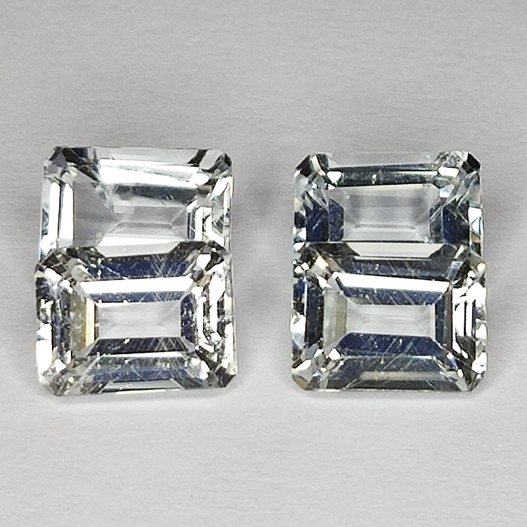 8.37ct Topazio Bianco taglio smeraldo 8.1x6.1mm 4pz