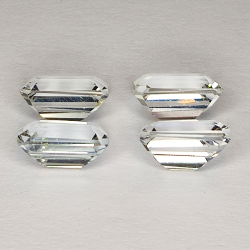 8.37ct White Topaz emerald cut 8.1x6.1mm  4pc