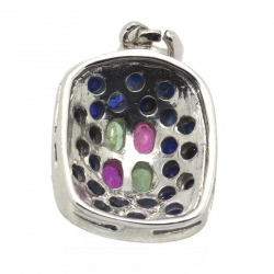 Sapphire, Ruby, Emerald & 925 Sterling Silver Pendant