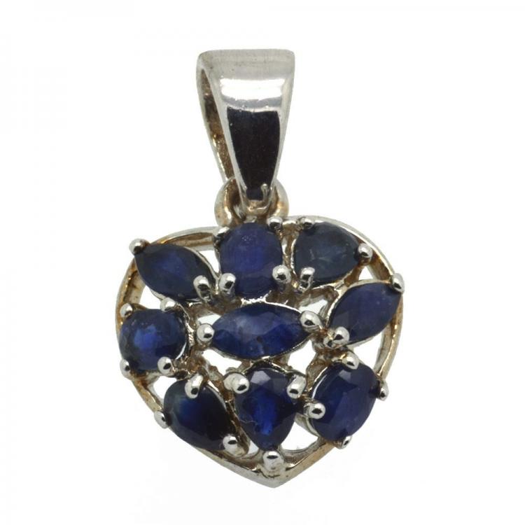 Sapphire & 925 Sterling Silver Pendant