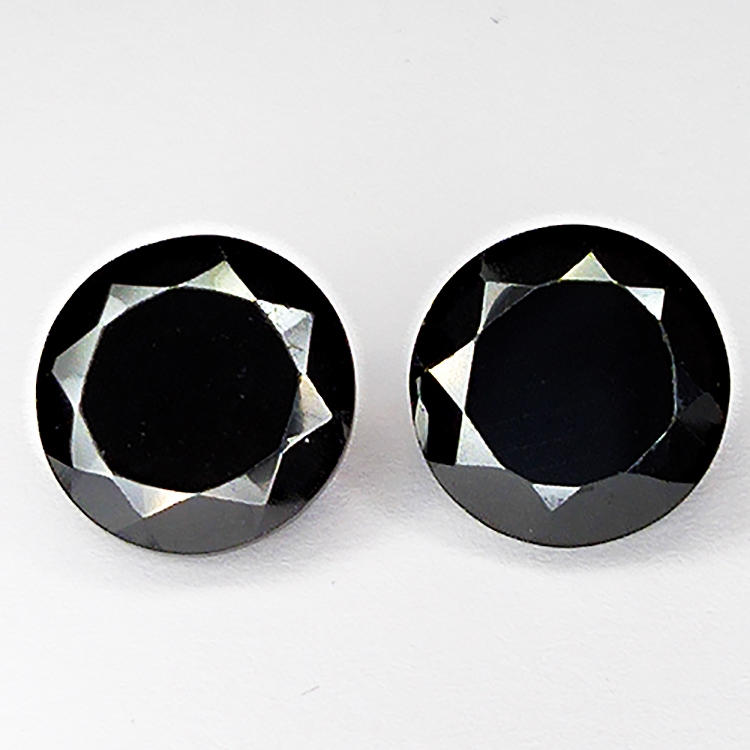 43.66ct Coppia Spinello Nero taglio rotondo 10.9x10.9mm