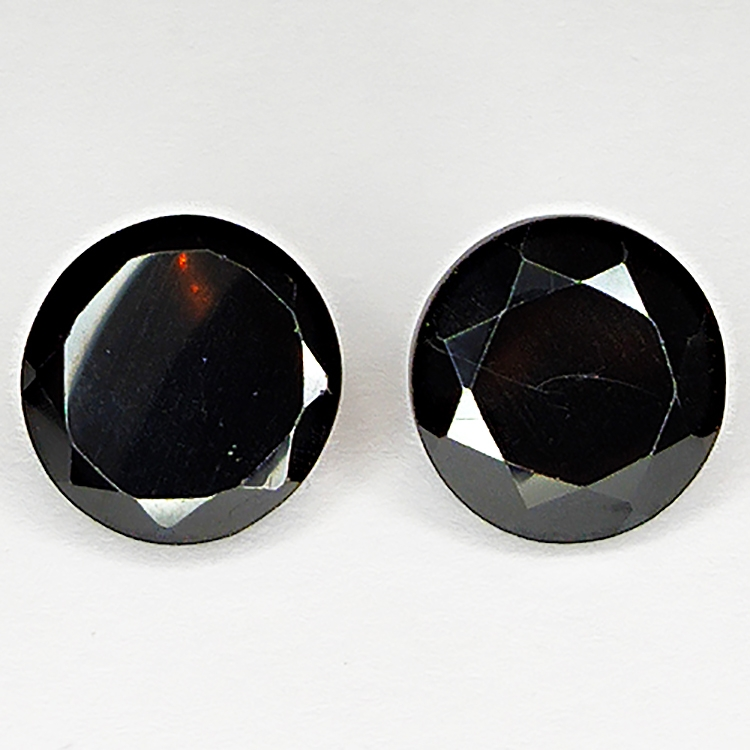 44.14ct Coppia Spinello Nero taglio rotondo 10.9x10.9mm