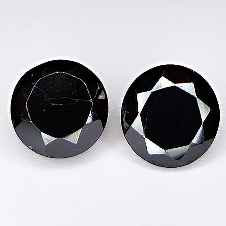 43.70ct Pareja Espinela Negra talla redonda 10.8x10.8mm