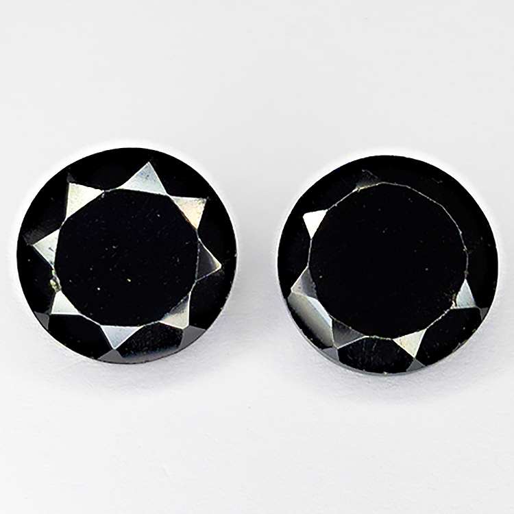 37.20ct Pareja Espinela Negra talla redonda 10.9x10.9mm